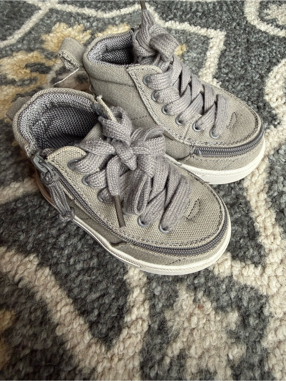 Billy Goat Kids Gray Canvas High-Top Boot/Sneakers with Side Zipper